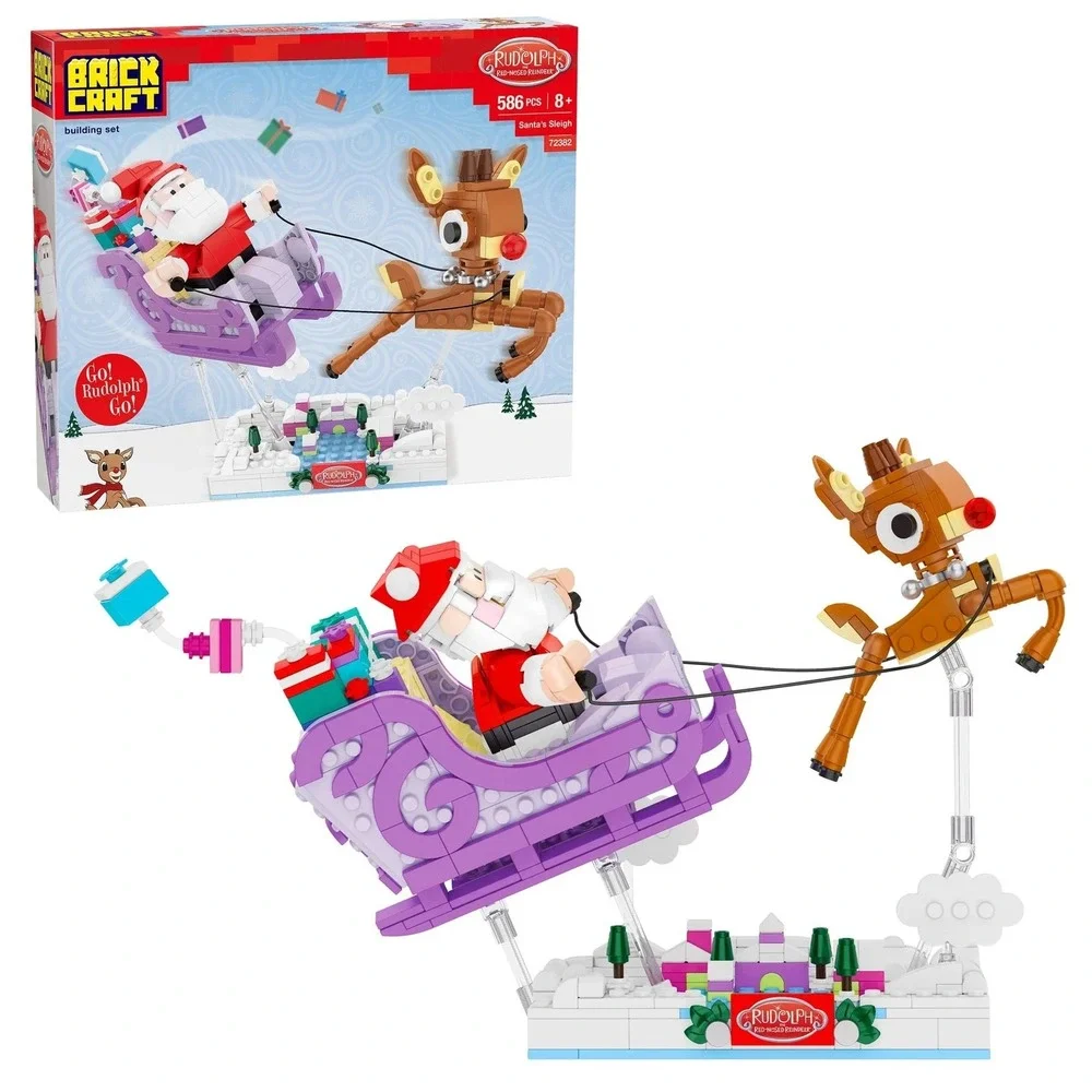 Brickcraft Rudolph the Red-Nosed‎ Reindeer Santa's Sleigh Brick Building Kit